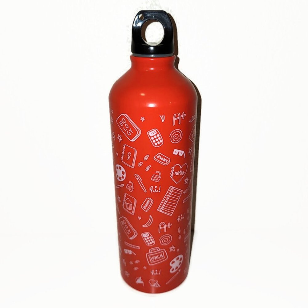 Orange Water Bottle with School Graphics - 24.6 Oz